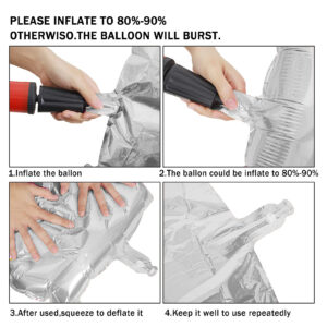 40" Number 1 Foil Balloon, Silver - Image 3