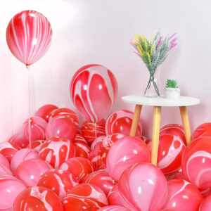 12 Pieces 12" Marble Latex Balloons - Pink - Image 3