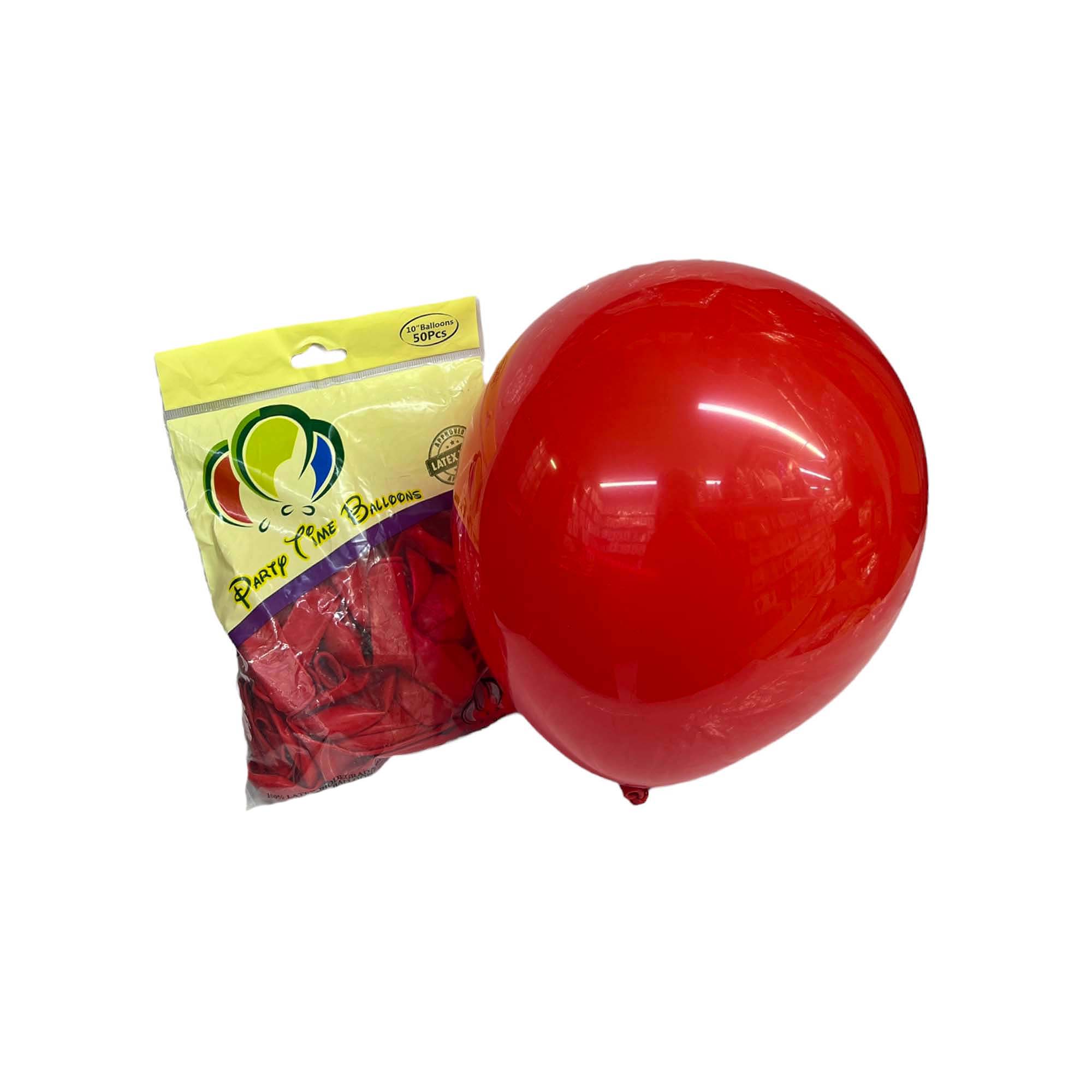 50pcs 10″ 2.2g Party Time Standard Hot Red Latex Balloons – Party Time ...
