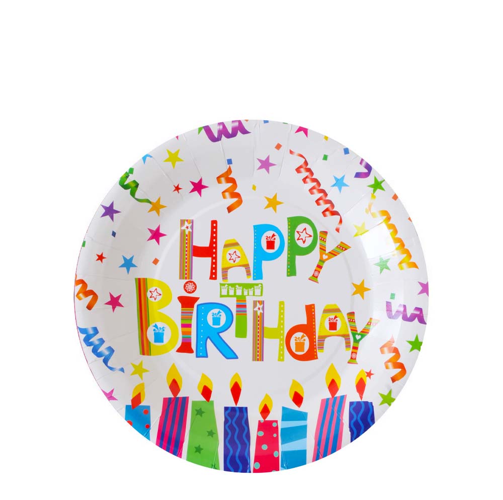 6Pieces 7″ Happy Birthday Paper Plates Candles Design Party Time Dubai