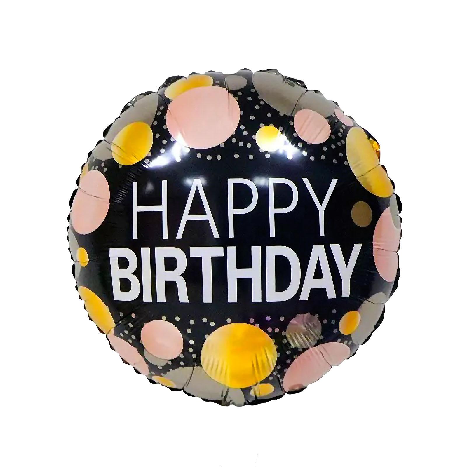 1 Piece 18inch Black & Gold Dotted Happy Birthday Foil Balloon – Party ...