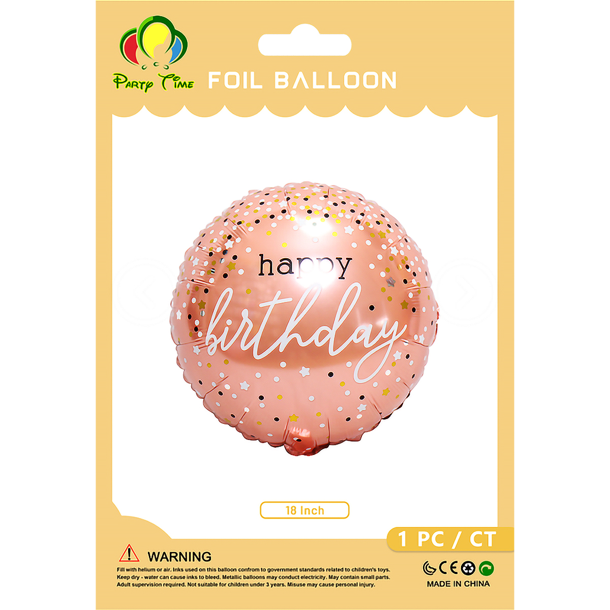 1 Piece 18inch Round Happy Birthday Foil Balloon, Rose Gold – Party ...