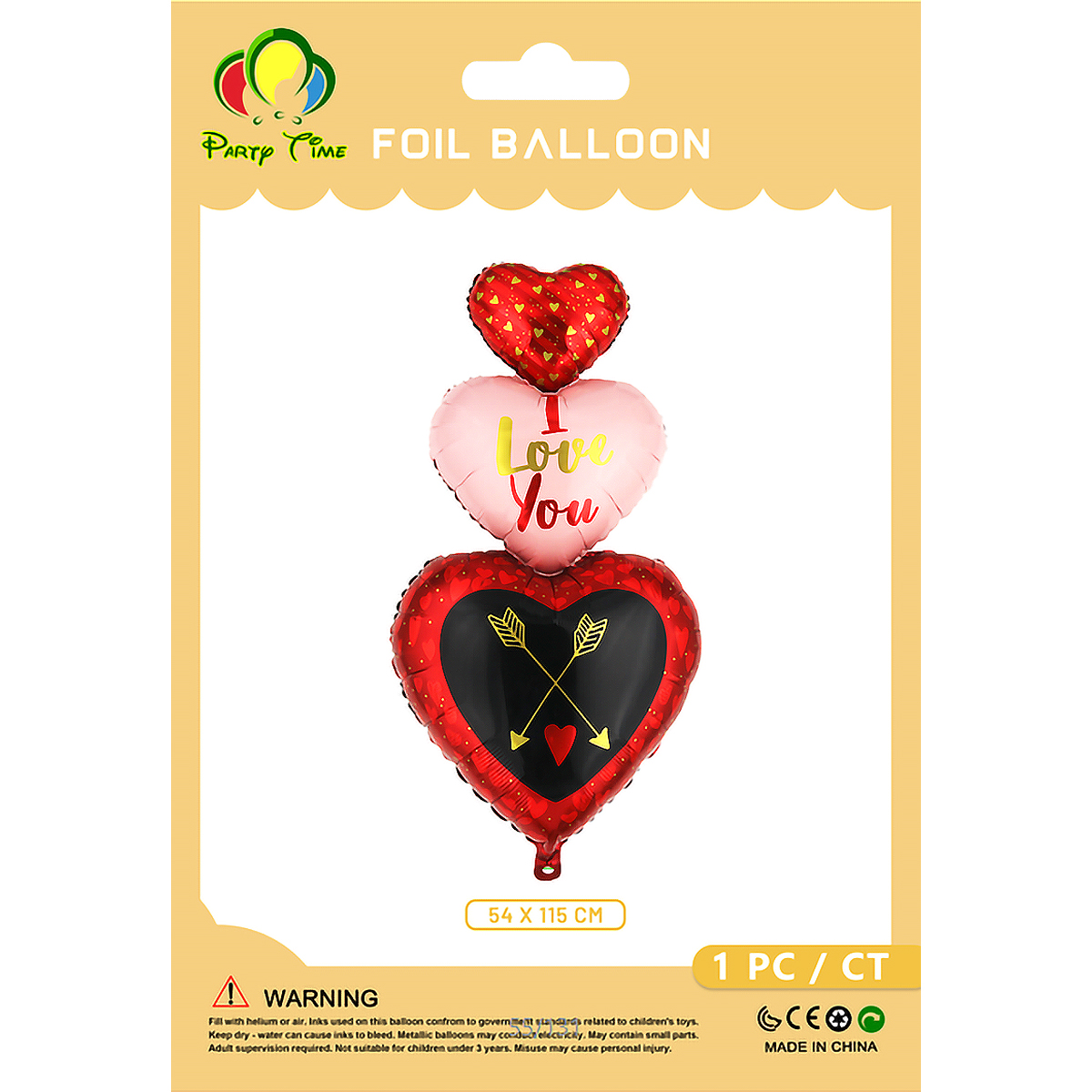 1 Piece 54x115cm Jumbo Heart I Love You Foil Balloon, Red & Black ...
