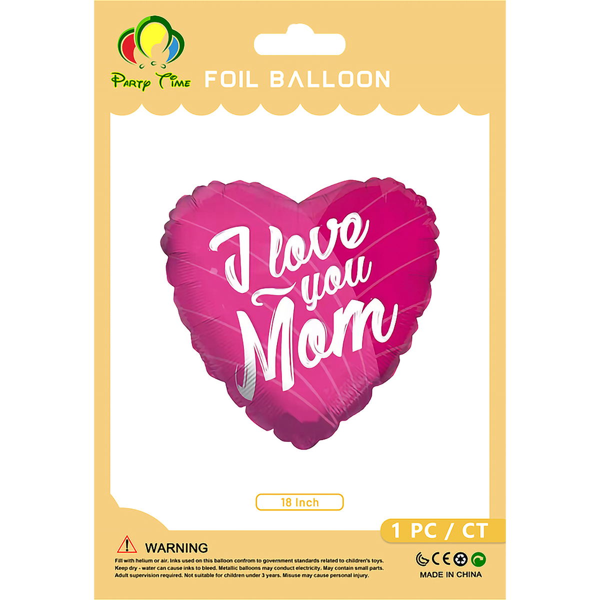 1 Piece 18inch Heart I Love You Mom Foil Balloon, Pink – Party Time Dubai