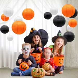 9-Pieces Set of 3 Colors Round Hanging Paper Lanterns - Halloween Party Decoration - Image 4