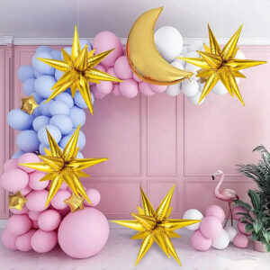 26inch Gold 10-Pointed Star-Burst Foil Balloons Set - Image 3