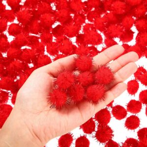 30-Pieces 1.5cm Shiny Tinsel Pom Pom Balls DIY Arts and Crafts For Kids, Red - Image 3