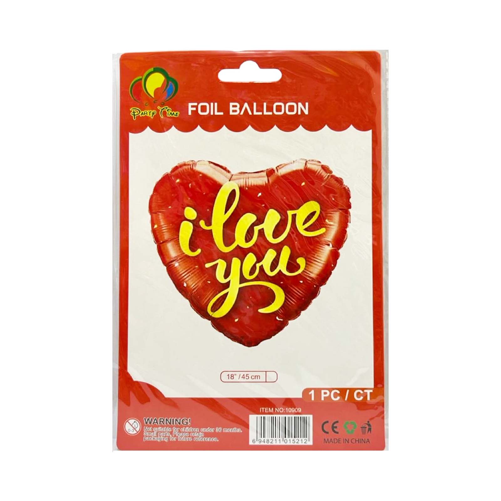 1 Piece 18inch I Love You Heart Foil Balloon, Red & Gold – Party Time Dubai