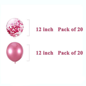 40-Pieces Set of Confetti & Latex Balloon Decorations, Pink - Image 3