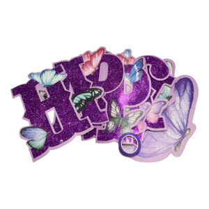 Glittery Purple Butterfly Happy Birthday Banner - Birthday Party Decoration - Image 3