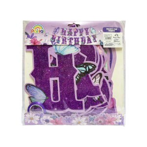 Glittery Purple Butterfly Happy Birthday Banner - Birthday Party Decoration - Image 4