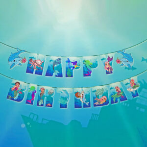 Mermaid Happy Birthday Banner, Mermaid Theme Birthday Party Decoration - Image 3