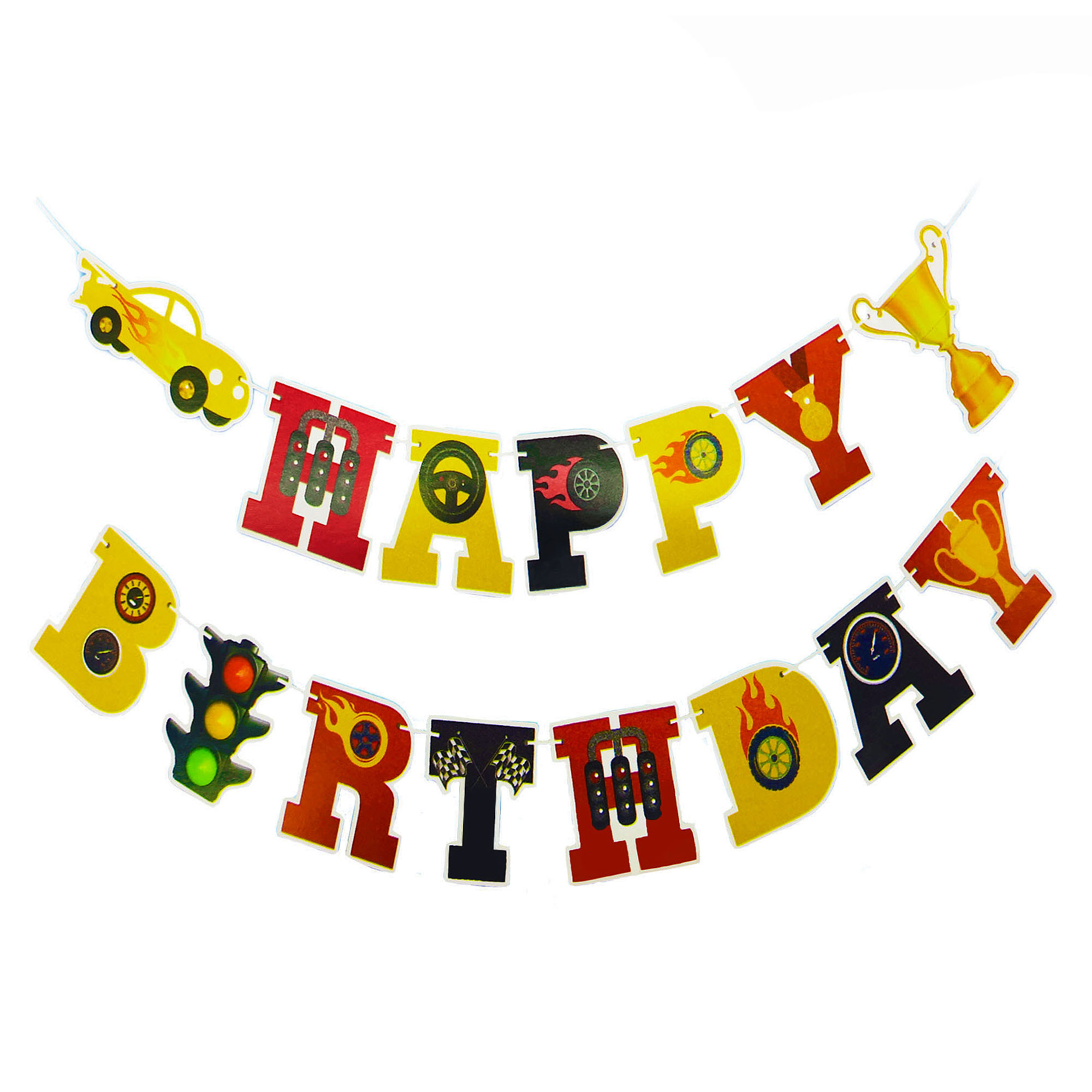 Street Racing Birthday Racing Car Happy Birthday Banner, Racing Theme Birthday Party ...