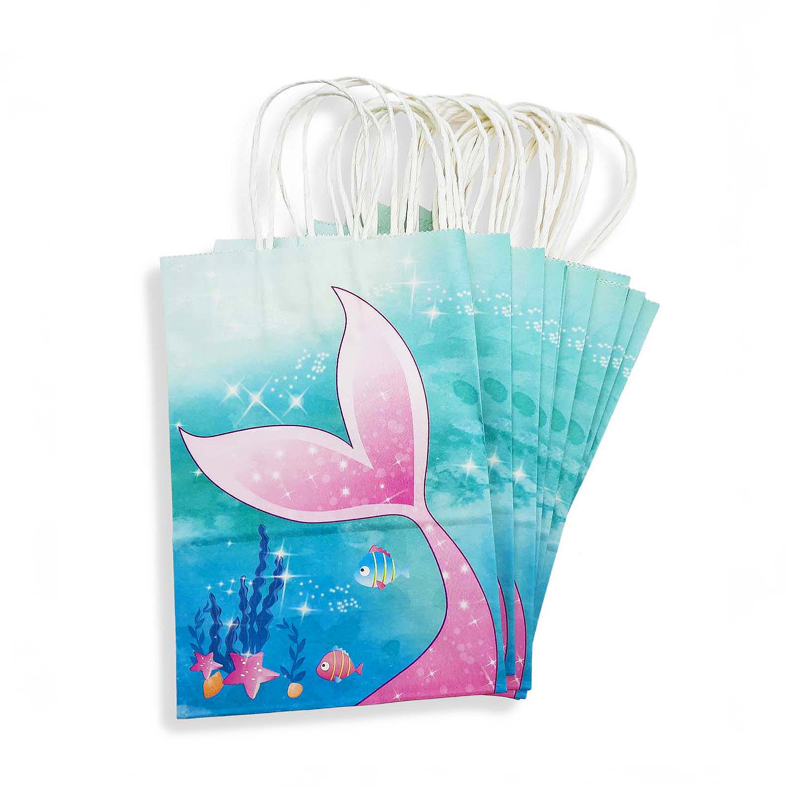 12-Pieces 22x15x8cm Mermaid Paper Bags – Theme Birthday Party Favor ...