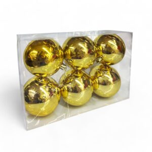 6pcs 8cm Gold Christmas Balls, Christmas Tree Ornaments - Image 3