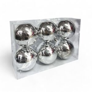6pcs 8cm Silver Christmas Balls, Christmas Tree Ornaments - Image 3
