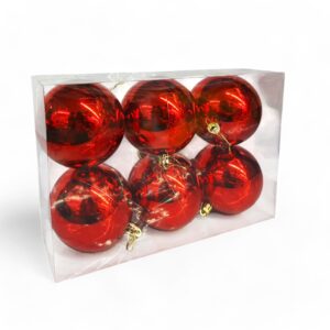 6pcs 8cm Red Christmas Balls, Christmas Tree Ornaments - Image 3