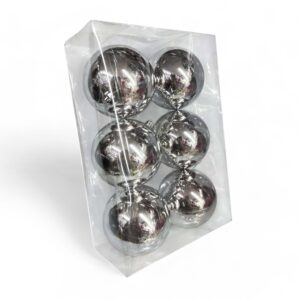 6pcs 10cm Silver Christmas Balls, Christmas Tree Ornaments - Image 3