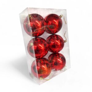 6pcs 10cm Red Christmas Balls, Christmas Tree Ornaments - Image 3