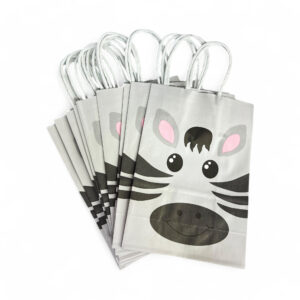 12-Pieces 22x15x8cm Zebra Paper Bags - Animal Theme Birthday Party Favor Bags - Image 3