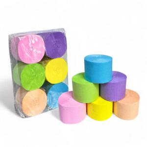 6-Pieces Multicolor Pastel Crepe Paper Streamers, Crepe Paper Rolls - Party Decoration - Image 2