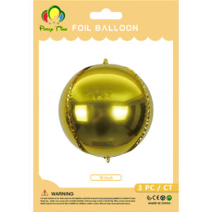 3pcs 10" 4D Sphere Orbz Foil Balloon - Gold - Image 4