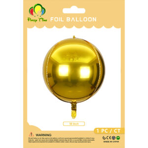 1pc 18" 4D Sphere Gold Orbz Foil Balloon - Image 4