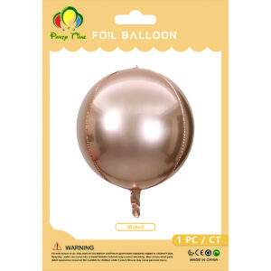 1pc 18" 4D Sphere Orbz Foil Balloon - Rose Gold - Image 3
