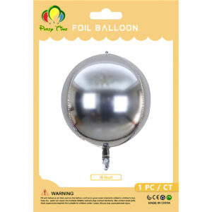 1pc 18" 4D Sphere Silver Orbz Foil Balloon - Image 3