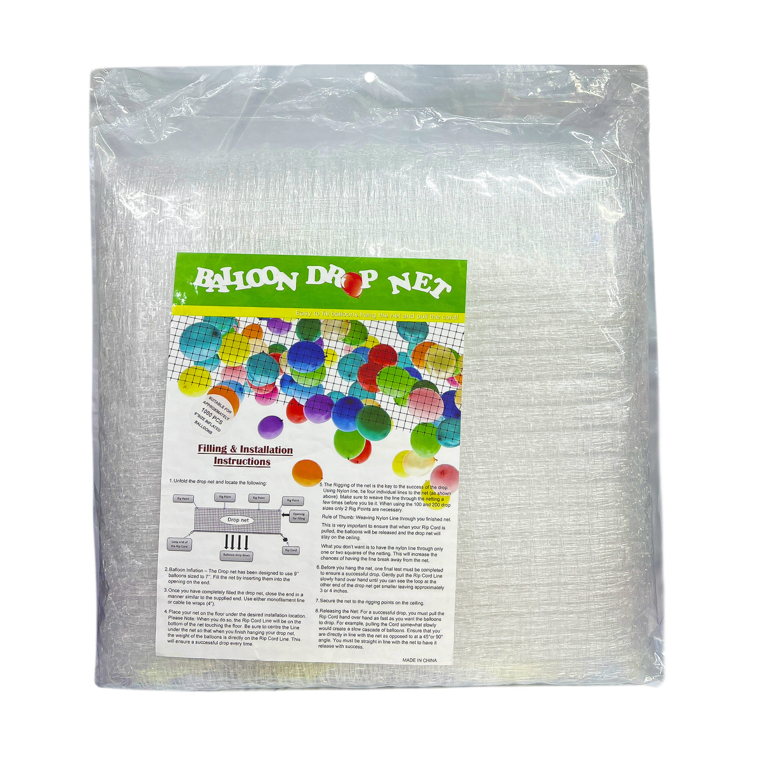 Balloon Drop Net, Holds Approx. 1000pcs of 9″ Balloons – Balloon ...
