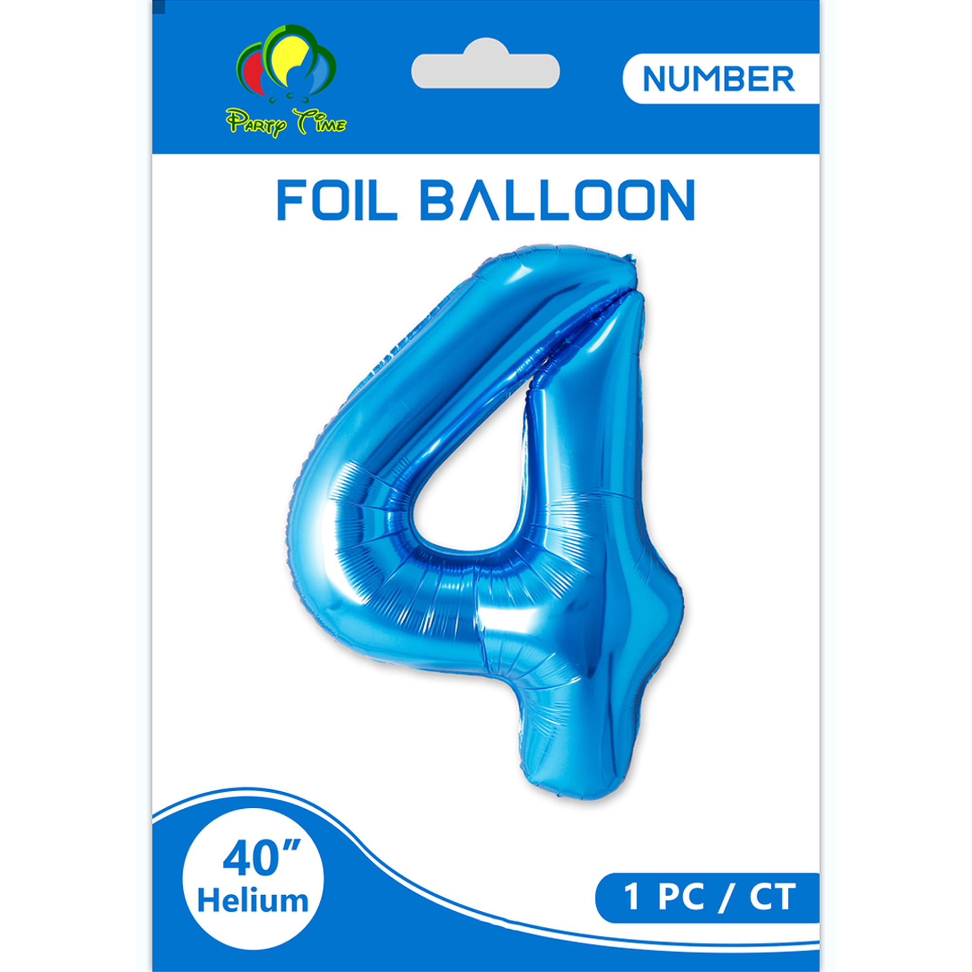 40″ Number 4 Foil Balloon, Blue – Party Time Dubai