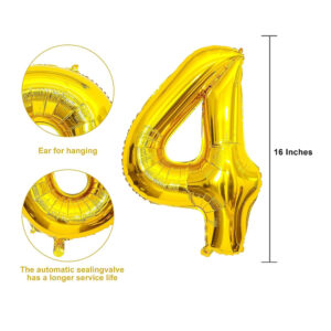 16" Number 5 Foil Balloon, Gold - Image 3
