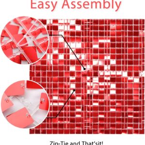 Box of 50 30x30cm Shiny Red Sequin Panels Wall Backdrop, Party Decoration - Image 3
