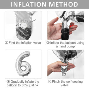 32" Number 6 Foil Balloon, Silver - Image 4