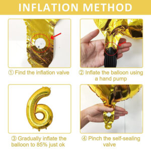 32" Number 6 Foil Balloon, Gold - Image 4