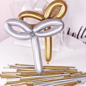 100-Pieces 260q Long Balloons, Chrome Silver - Image 3
