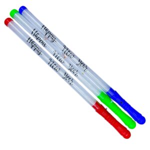 12pcs Happy New Year Paper Light Stick, Assorted Colors - New Year Party Photo Props - Image 1
