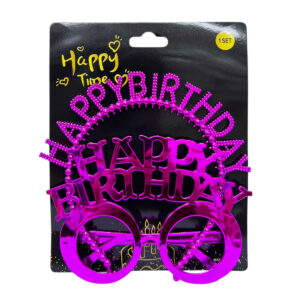 2pcs Set of Pink Happy Birthday Headband & Eyeglasses Set – Party Accessories - Image 1
