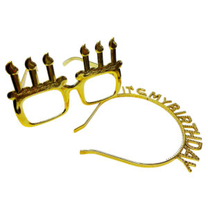 2pcs Set of Gold Happy Birthday Headband & Eyeglasses Set – Party Accessories - Image 2