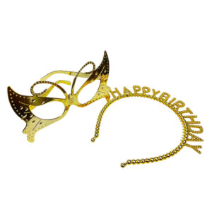 2pcs Set of Gold Happy Birthday Headband & Eyeglasses Set – Party Accessories - Image 2